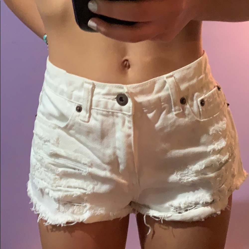 High Waisted White Shorts